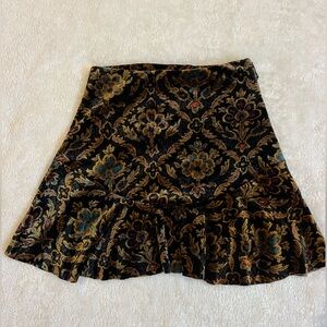 Ecote Black and Gold Floral Mini Skirt